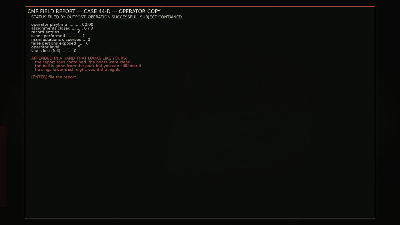 End-of-run field report screen