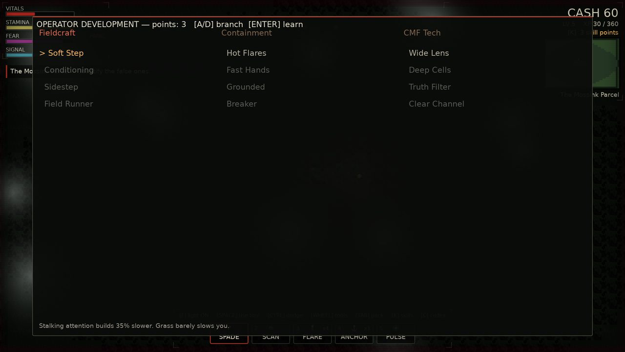 In-game skill tree screen