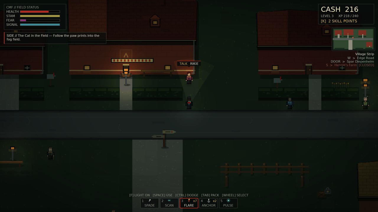 Village scene at night with warm window light